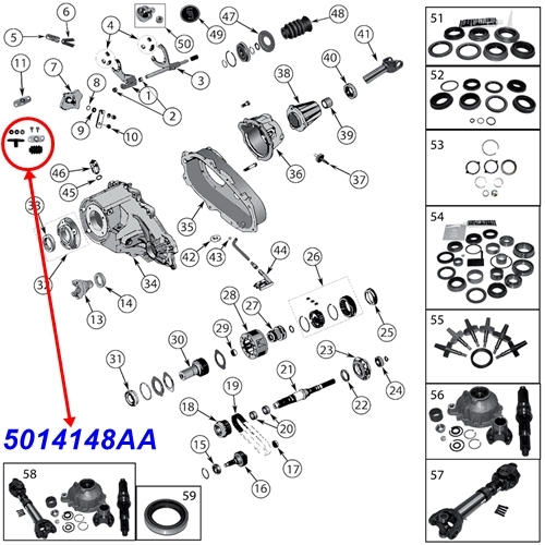 Jeep Wrangler YJ Shift Linkage Repair Kit NP231 Transfer Case 87-95